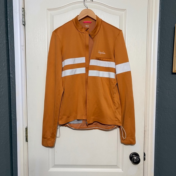rapha mens brevet orange long sleeve jersey cycling zip up jacket, XL - Picture 7 of 16